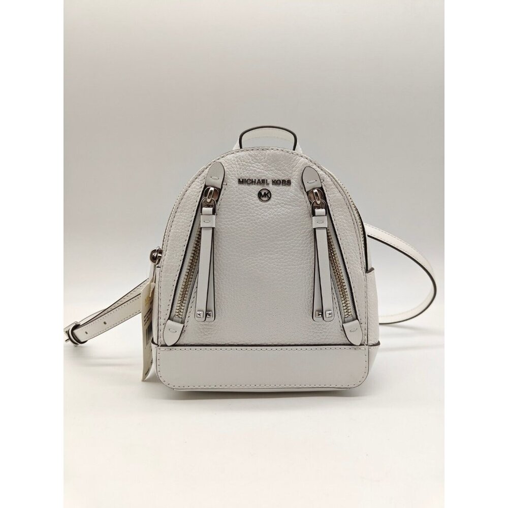 MICHAEL KORS Brooklyn pebbled leather mini backpack crossbody WHITE-Only 1 strap